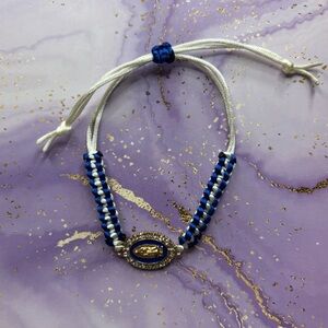 Handmade blue Virgin Mary adjustable bracelet